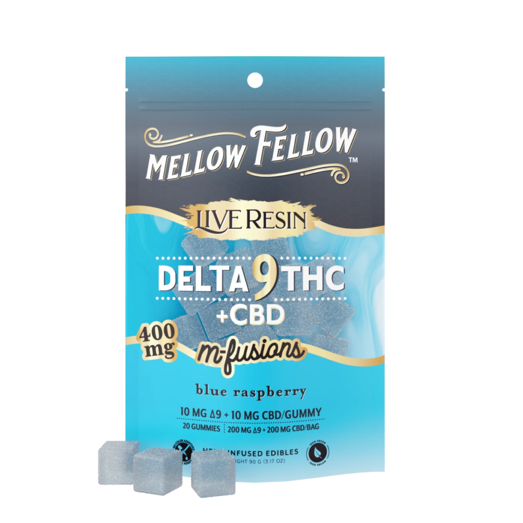 Delta 9 400mg Mellow Fellow Live Resin Edibles Blue Raspberry