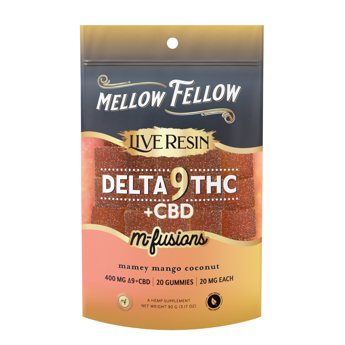 Delta 9 400mg Mellow Fellow Live Resin Edibles Mamey Mango Coconut