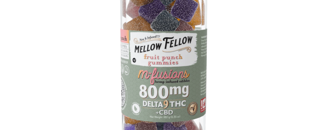 Delta 9 THC 800mg Mellow Fellow M-Fusions Fruit Punch Gummies 40 Ct.