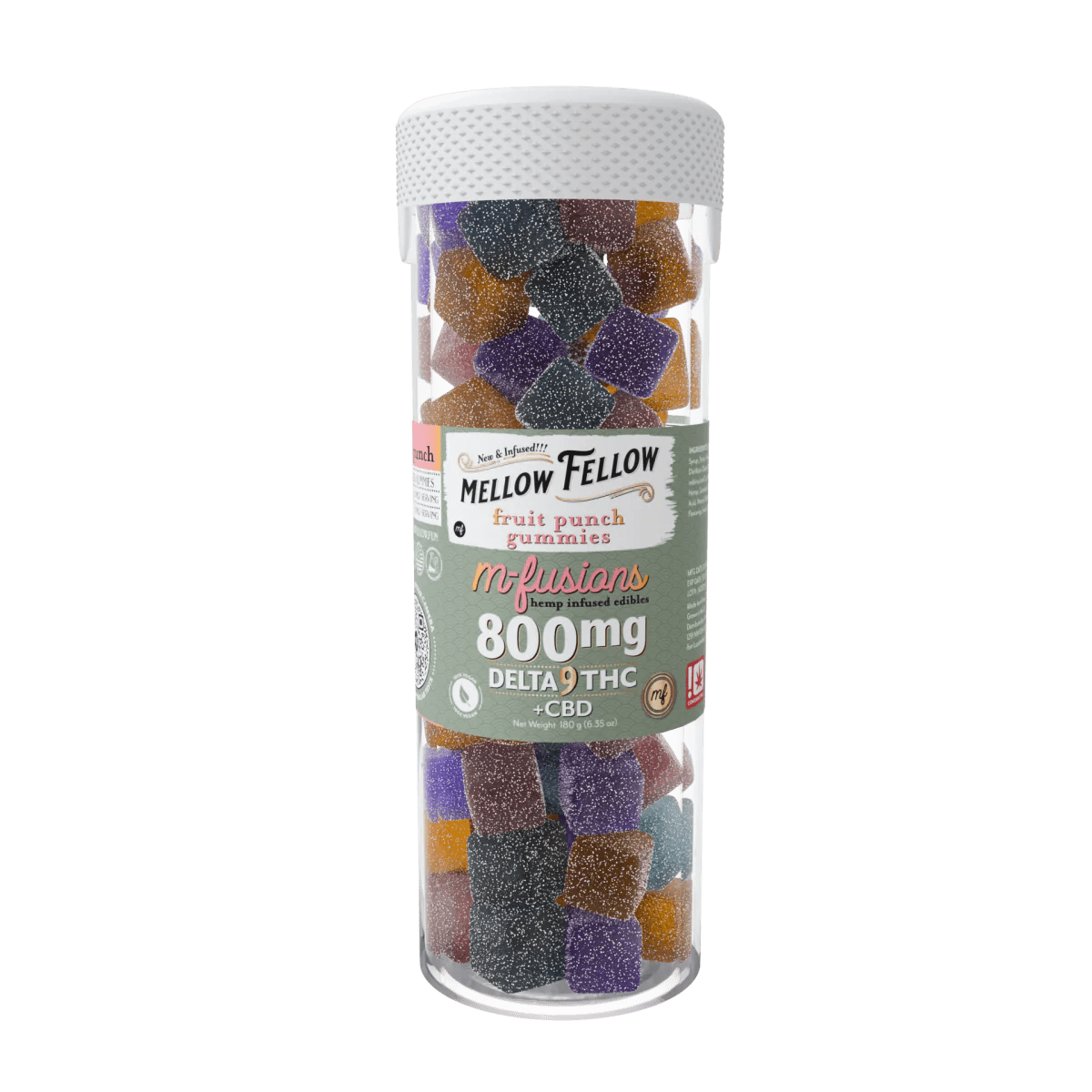 Delta 9 THC 800mg Mellow Fellow M-Fusions Fruit Punch Gummies 40 Ct.