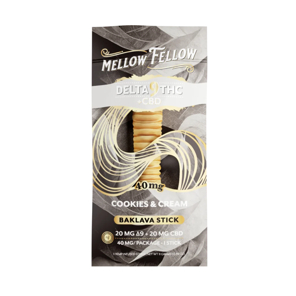 Delta 9 THC + CBD Mellow Fellow Baklava Stick 40mg | Cookies & Cream