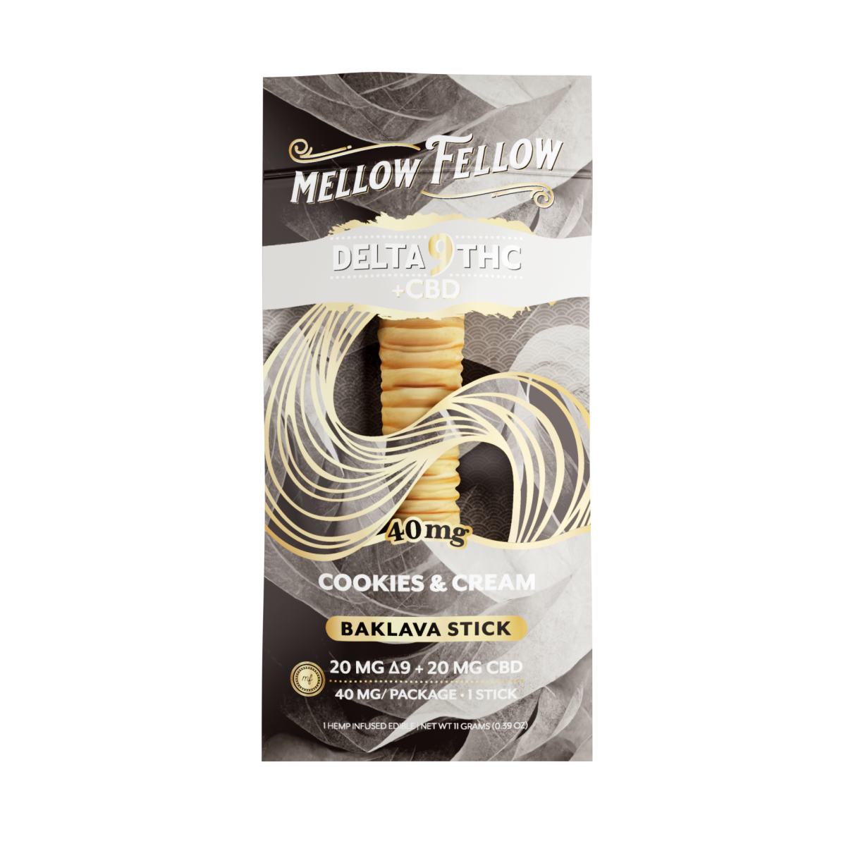Delta 9 THC + CBD Mellow Fellow Baklava Stick 40mg | Cookies & Cream