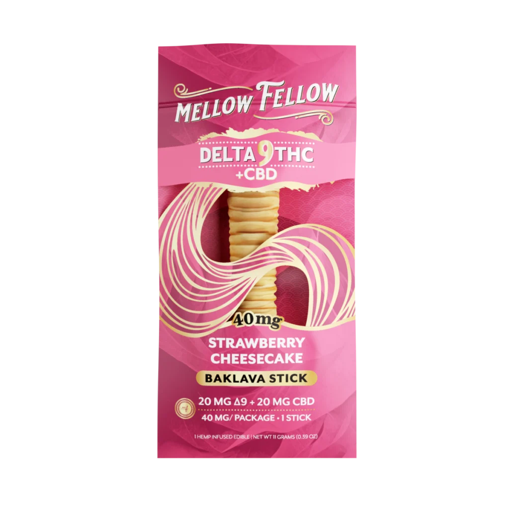Delta 9 THC + CBD Mellow Fellow Baklava Stick 40mg | Strawberry Cheesecake