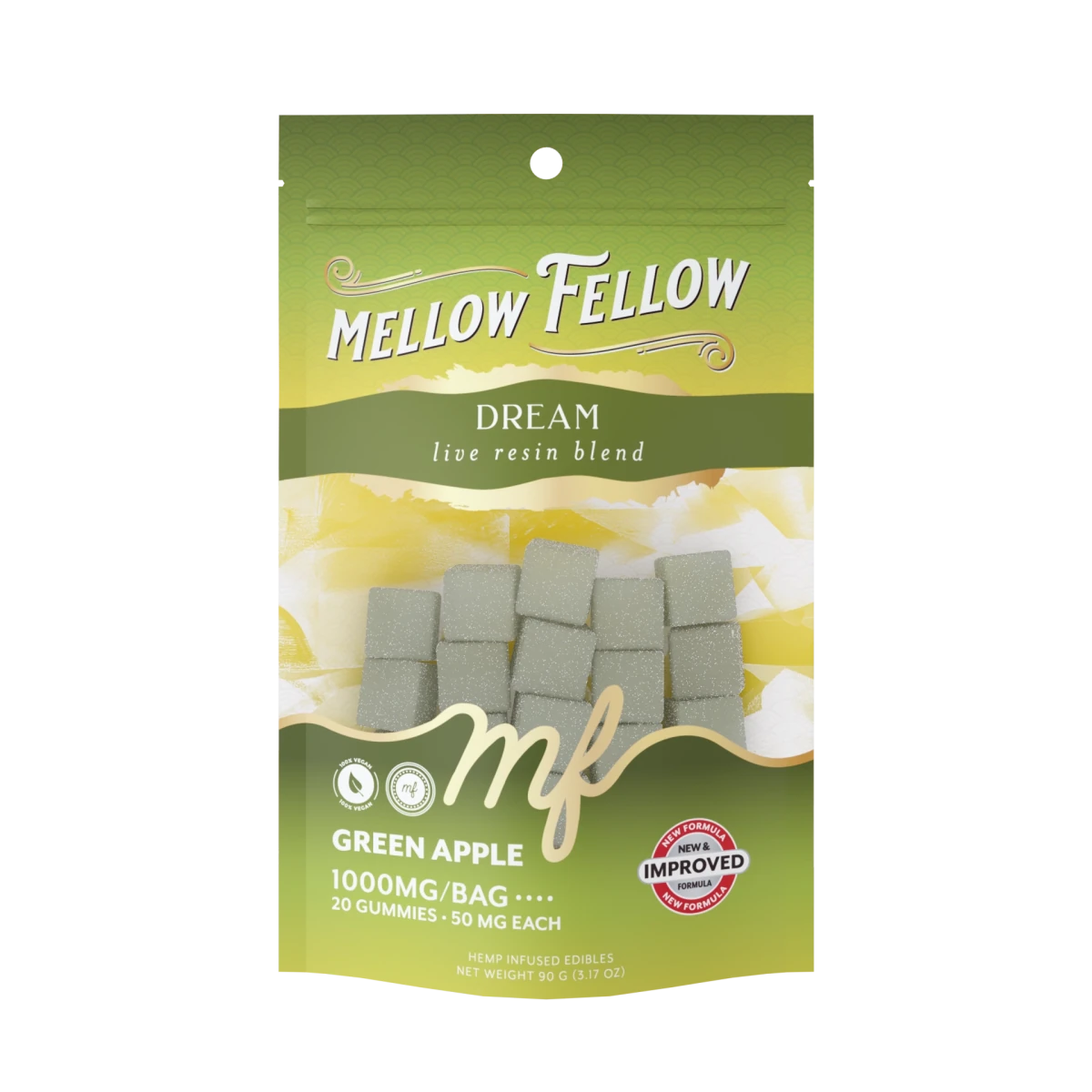 Dream Blend 1000mg Mellow Fellow Live Resin M-Fusions Edibles Green Apple