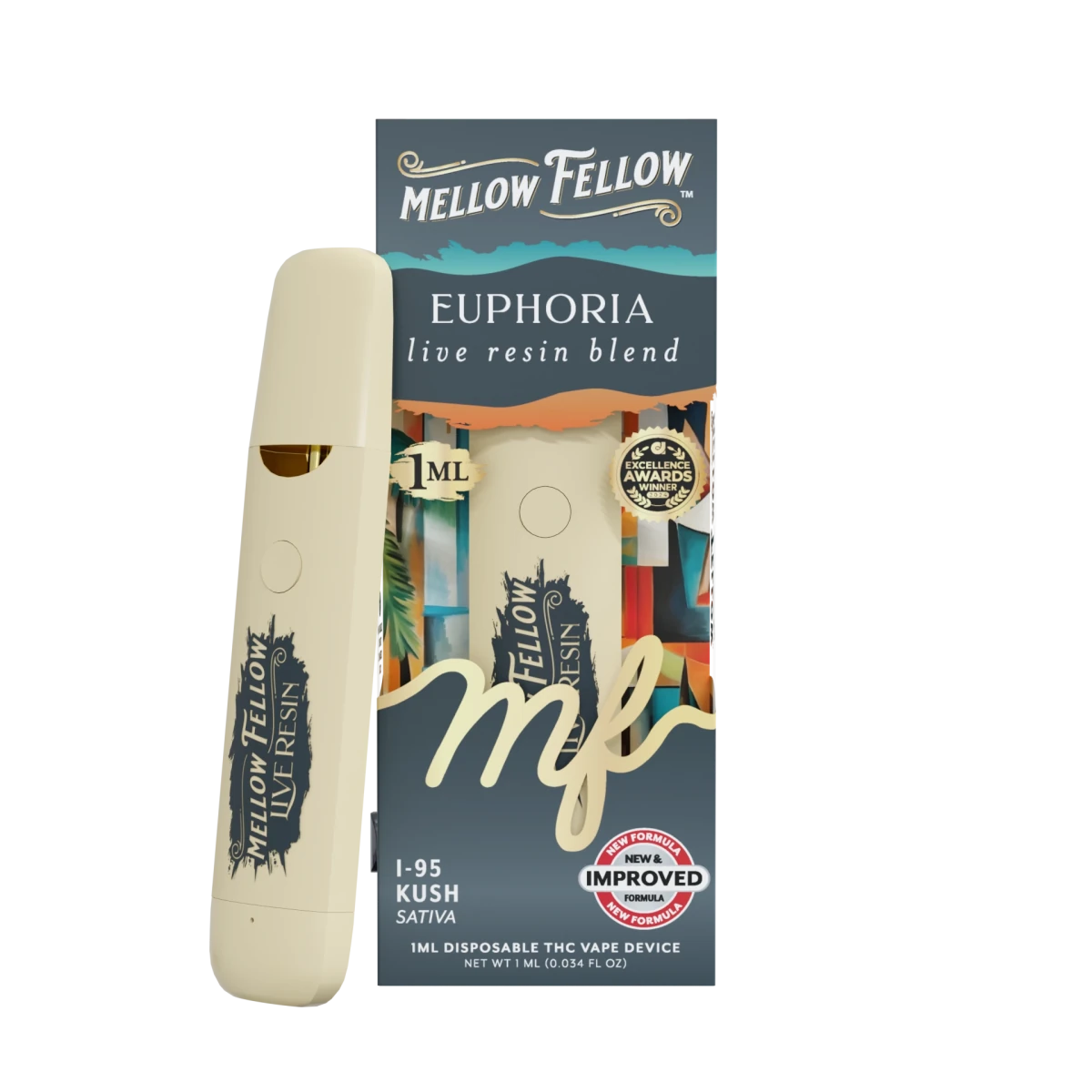 Euphoria Blend 1ml Live Resin Vape i-95 Kush Sativa Dominant
