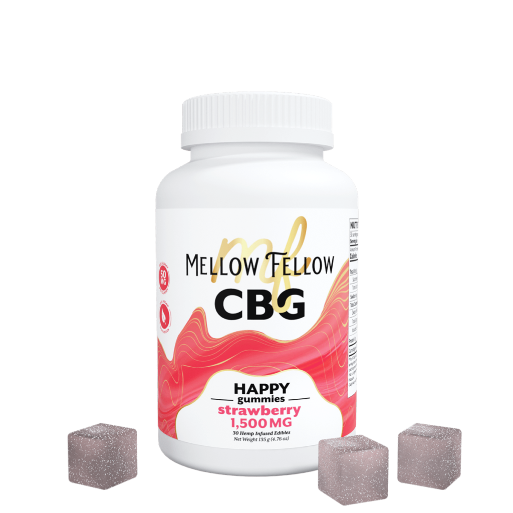 Happy CBG Gummies 1500mg Strawberry | Mellow Fellow Gummies
