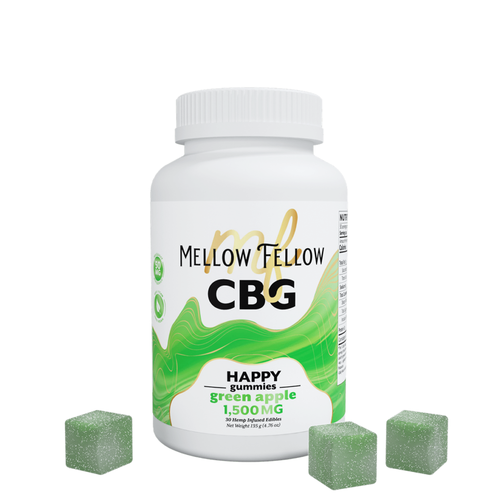 Happy CBG Gummies 1500mg Green Apple | mellow fellow gummies