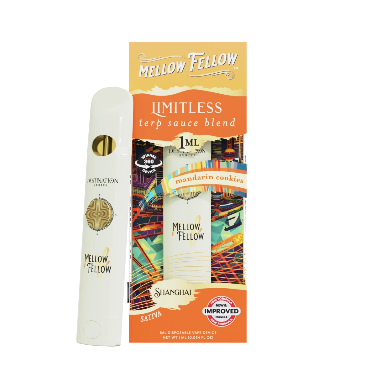 Limitless Blend 1ml Terp Sauce Spinner Vape Mandarin Cookies Sativa